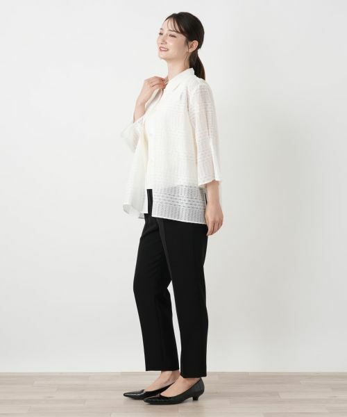 Leilian / レリアン シャツ・ブラウス | 幾何学チェックシアーブラウス【Leilian WHITE LABEL】 | 詳細8