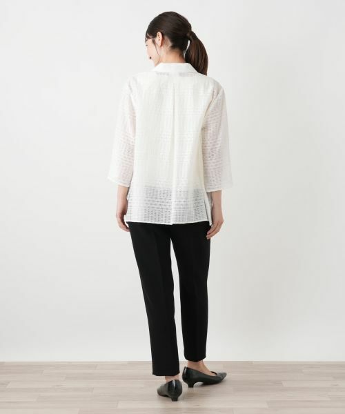 Leilian / レリアン シャツ・ブラウス | 幾何学チェックシアーブラウス【Leilian WHITE LABEL】 | 詳細9