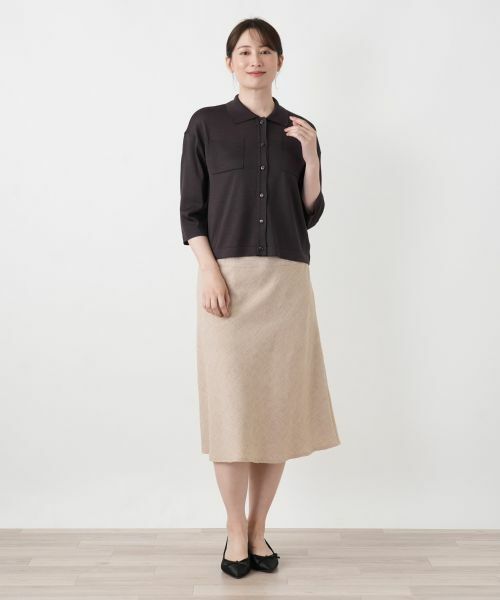 Leilian / レリアン カーディガン・ボレロ | 襟付きニットシャツ【Leilian WHITE LABEL】 | 詳細1