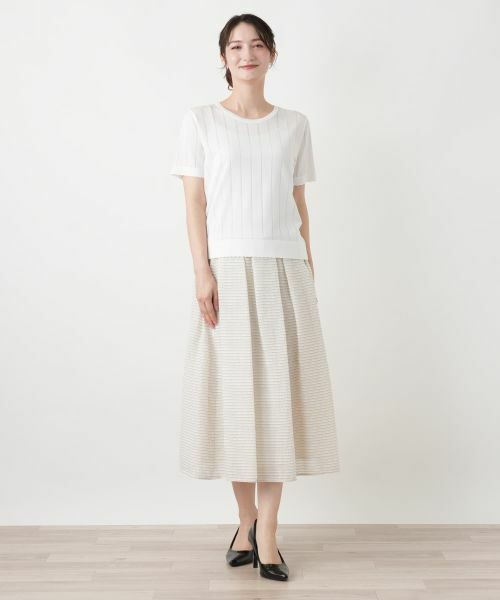 Leilian / レリアン ニット・セーター | 透かしストライプ編みニットソー【Leilian WHITE LABEL】 | 詳細10