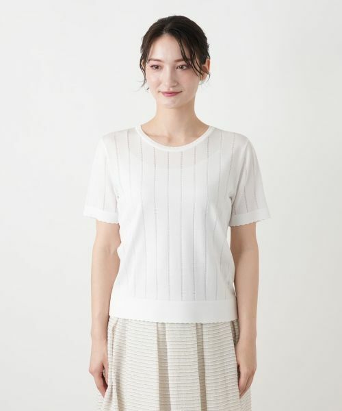 Leilian / レリアン ニット・セーター | 透かしストライプ編みニットソー【Leilian WHITE LABEL】 | 詳細13