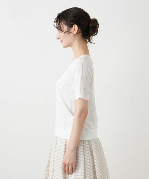 Leilian / レリアン ニット・セーター | 透かしストライプ編みニットソー【Leilian WHITE LABEL】 | 詳細14