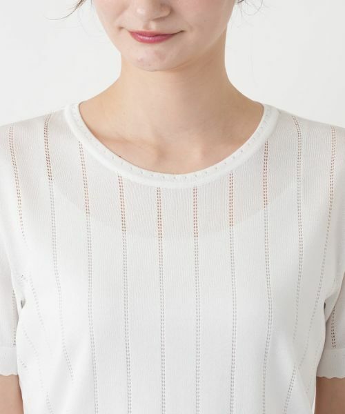 Leilian / レリアン ニット・セーター | 透かしストライプ編みニットソー【Leilian WHITE LABEL】 | 詳細16