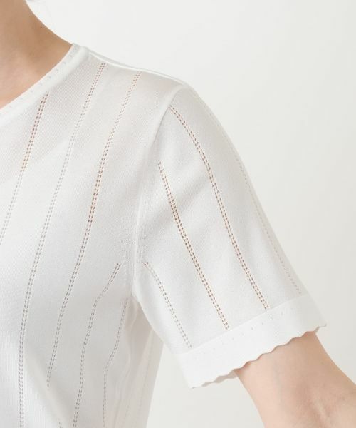 Leilian / レリアン ニット・セーター | 透かしストライプ編みニットソー【Leilian WHITE LABEL】 | 詳細18