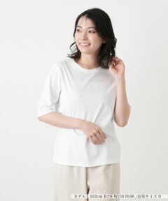 Leilian / レリアン Tシャツ | ラインストーンクルーネックカットソー【Leilian WHITE LABEL】