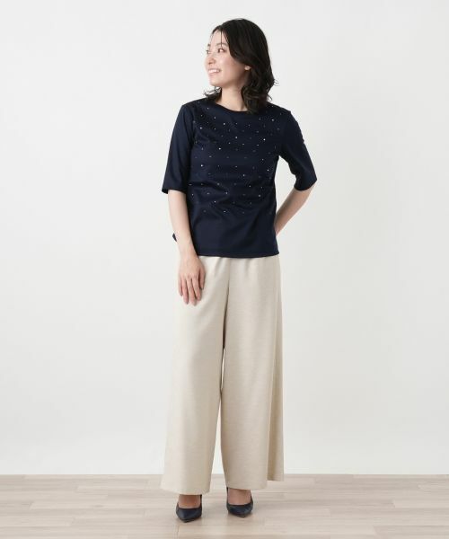 Leilian / レリアン Tシャツ | ラインストーンクルーネックカットソー【Leilian WHITE LABEL】 | 詳細1