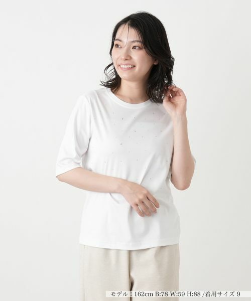 Leilian / レリアン Tシャツ | 【接触冷感】ラインストーンクルーネックカットソー【Leilian WHITE LABEL】 | 詳細21