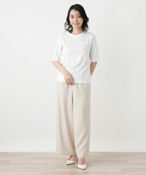 Leilian / レリアン Tシャツ | 【接触冷感】ラインストーンクルーネックカットソー【Leilian WHITE LABEL】 | 詳細22
