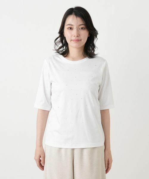 Leilian / レリアン Tシャツ | 【接触冷感】ラインストーンクルーネックカットソー【Leilian WHITE LABEL】 | 詳細25