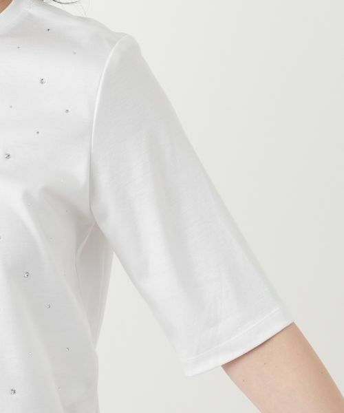 Leilian / レリアン Tシャツ | 【接触冷感】ラインストーンクルーネックカットソー【Leilian WHITE LABEL】 | 詳細30
