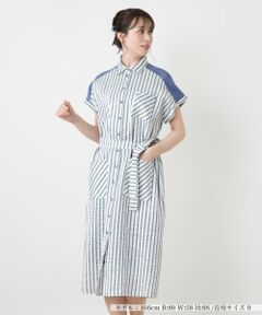 Leilian / レリアン ドレス | 編地切替ストライプワンピース