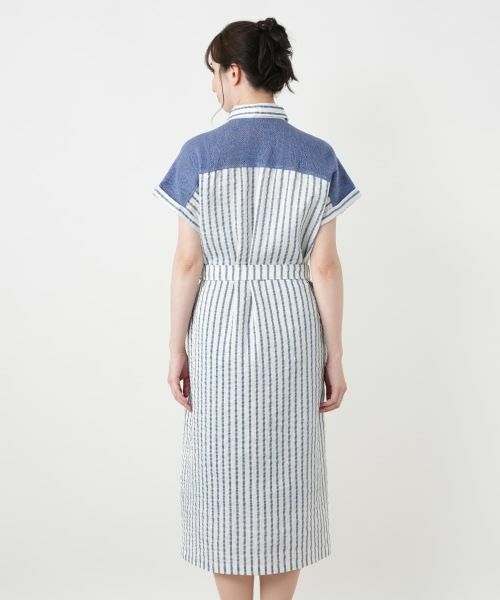 Leilian / レリアン ドレス | 編地切替ストライプワンピース | 詳細10