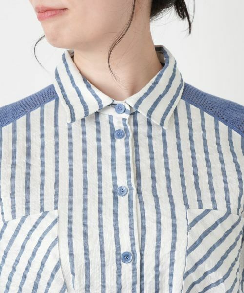 Leilian / レリアン ドレス | 編地切替ストライプワンピース | 詳細11