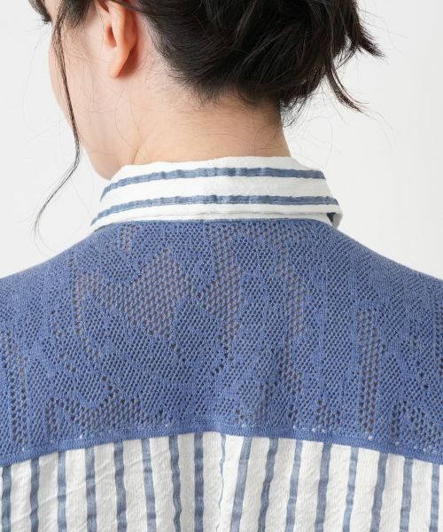 Leilian / レリアン ドレス | 編地切替ストライプワンピース | 詳細12