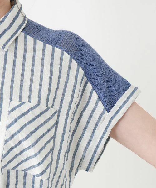 Leilian / レリアン ドレス | 編地切替ストライプワンピース | 詳細13
