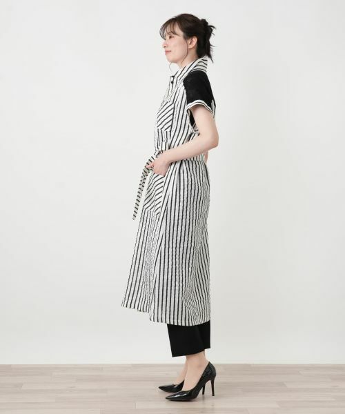 Leilian / レリアン ドレス | 編地切替ストライプワンピース | 詳細2