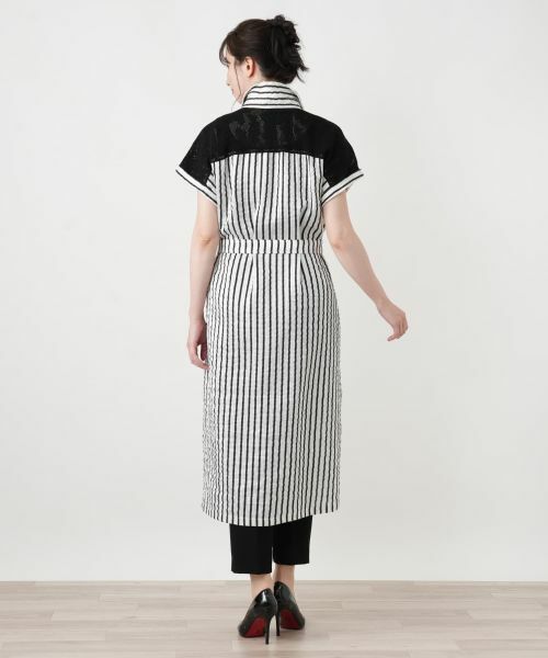 Leilian / レリアン ドレス | 編地切替ストライプワンピース | 詳細3