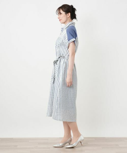 Leilian / レリアン ドレス | 編地切替ストライプワンピース | 詳細5