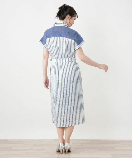 Leilian / レリアン ドレス | 編地切替ストライプワンピース | 詳細6