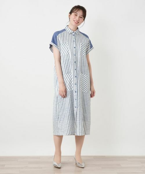 Leilian / レリアン ドレス | 編地切替ストライプワンピース | 詳細7
