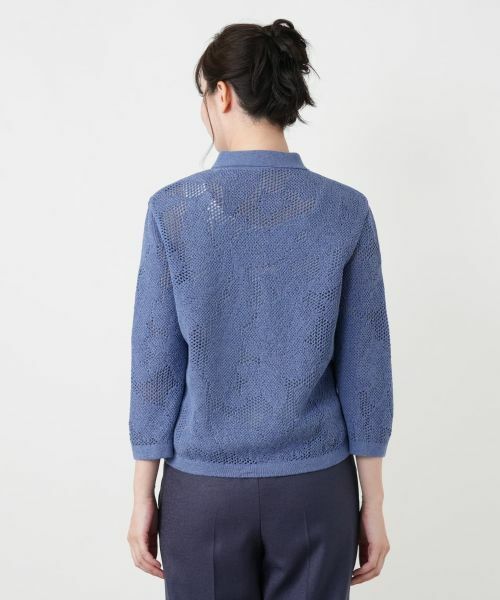 Leilian / レリアン カーディガン・ボレロ | 透かし編み襟付きカーディガン | 詳細9