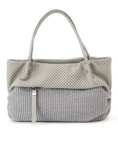Leilian / レリアン ハンドバッグ | パンチング切替編み込みトートバッグ