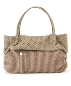 Leilian / レリアン ハンドバッグ | パンチング切替編み込みトートバッグ