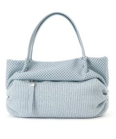 Leilian / レリアン ハンドバッグ | パンチング切替編み込みトートバッグ