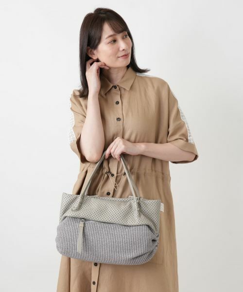 Leilian / レリアン ハンドバッグ | パンチング切替編み込みトートバッグ | 詳細8