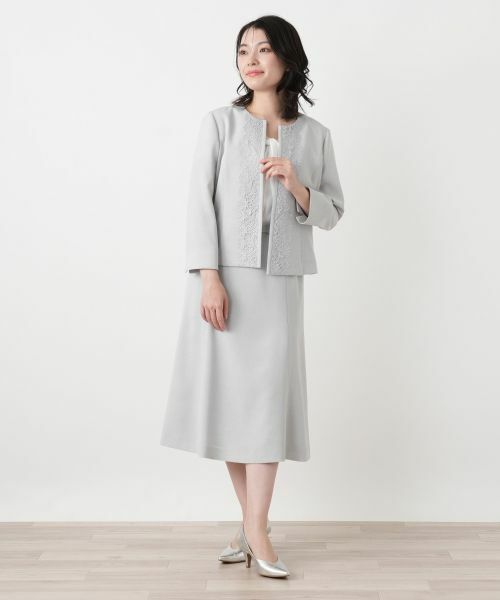 Leilian / レリアン セットアップ | 刺繍ノーカラースーツ【セレモニー】【Leilian WHITE LABEL】 | 詳細4