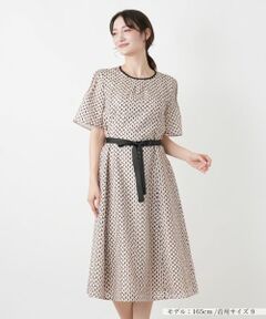 Leilian / レリアン ドレス | 幾何学柄フレアワンピース【Leilian WHITE LABEL】