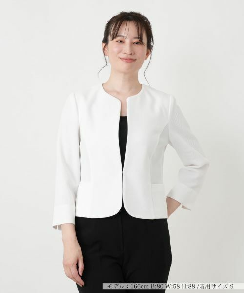 Leilian / レリアン テーラードジャケット | ノーカラージャケット【Leilian WHITE LABEL】（アイボリー）