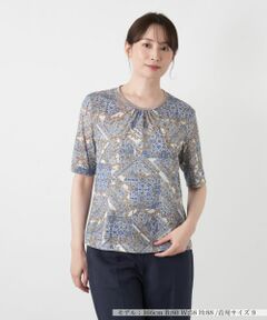 Leilian / レリアン カットソー | ペイズリー柄クルーネックカットソー【Leilian WHITE LABEL】