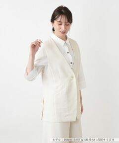 Leilian / レリアン テーラードジャケット | Vネックセミロングベスト【Leilian WHITE LABEL】