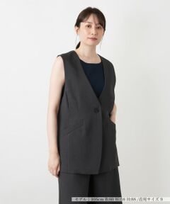 Leilian / レリアン テーラードジャケット | Vネックセミロングベスト【Leilian WHITE LABEL】