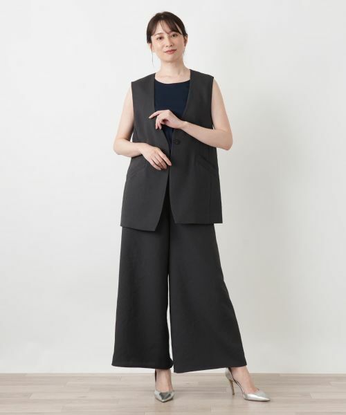 Leilian / レリアン テーラードジャケット | Vネックセミロングベスト【Leilian WHITE LABEL】 | 詳細1