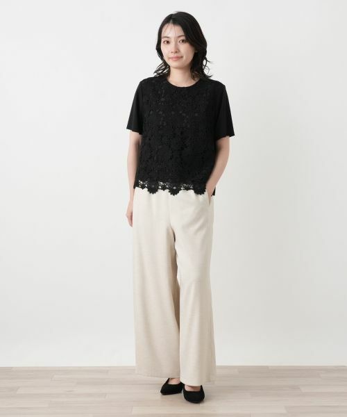 Leilian / レリアン カットソー | レース切替クルーネックカットソー【Leilian WHITE LABEL】 | 詳細1