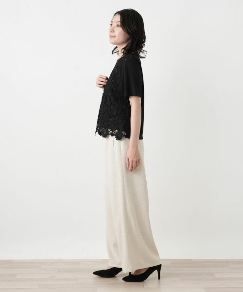 Leilian / レリアン カットソー | レース切替クルーネックカットソー【Leilian WHITE LABEL】 | 詳細2