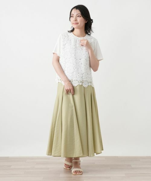 Leilian / レリアン カットソー | レース切替クルーネックカットソー【Leilian WHITE LABEL】 | 詳細4