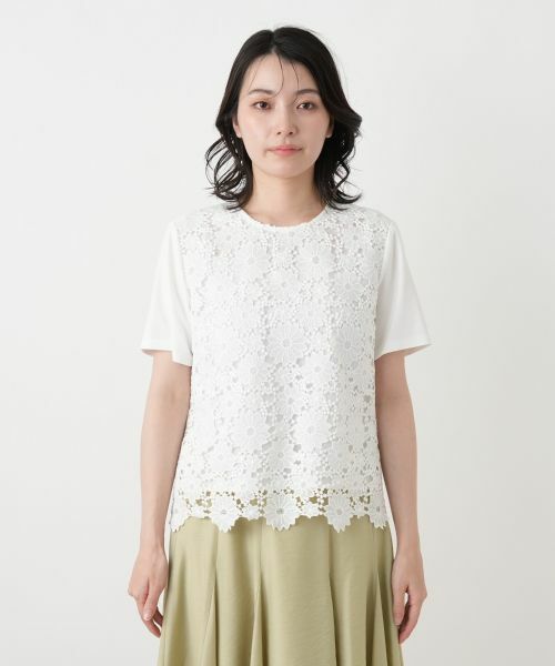 Leilian / レリアン カットソー | レース切替クルーネックカットソー【Leilian WHITE LABEL】 | 詳細7