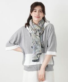 Leilian / レリアン カーディガン・ボレロ | 配色切替五分袖パーカ【HAND】