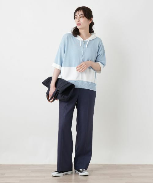 Leilian / レリアン カーディガン・ボレロ | 配色切替五分袖パーカ【HAND】 | 詳細11