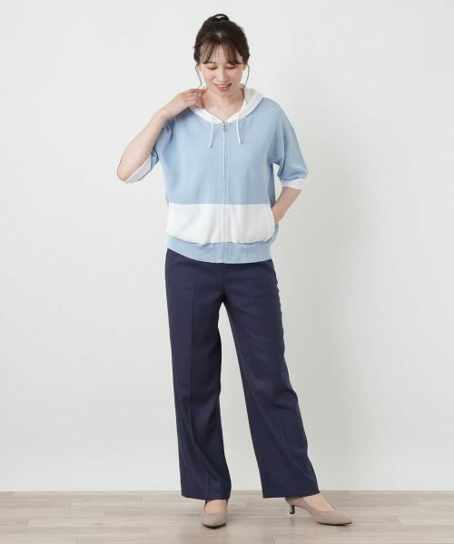 Leilian / レリアン カーディガン・ボレロ | 配色切替五分袖パーカ【HAND】 | 詳細14