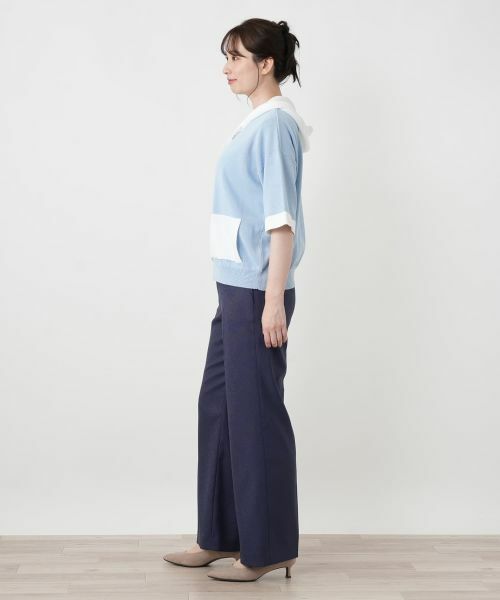 Leilian / レリアン カーディガン・ボレロ | 配色切替五分袖パーカ【HAND】 | 詳細15