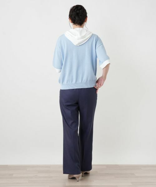 Leilian / レリアン カーディガン・ボレロ | 配色切替五分袖パーカ【HAND】 | 詳細16