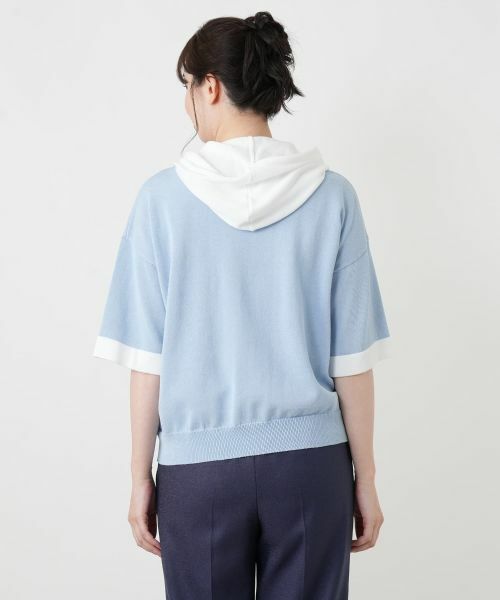 Leilian / レリアン カーディガン・ボレロ | 配色切替五分袖パーカ【HAND】 | 詳細19