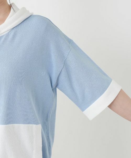 Leilian / レリアン カーディガン・ボレロ | 配色切替五分袖パーカ【HAND】 | 詳細22