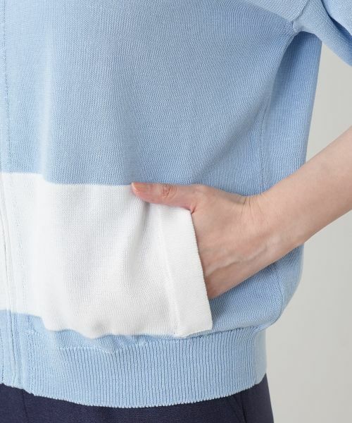 Leilian / レリアン カーディガン・ボレロ | 配色切替五分袖パーカ【HAND】 | 詳細23