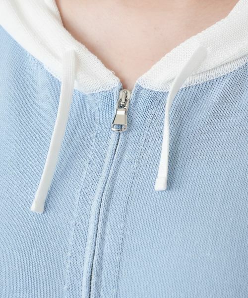 Leilian / レリアン カーディガン・ボレロ | 配色切替五分袖パーカ【HAND】 | 詳細24