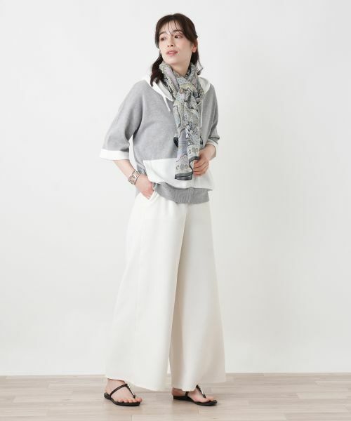 Leilian / レリアン カーディガン・ボレロ | 配色切替五分袖パーカ【HAND】 | 詳細4